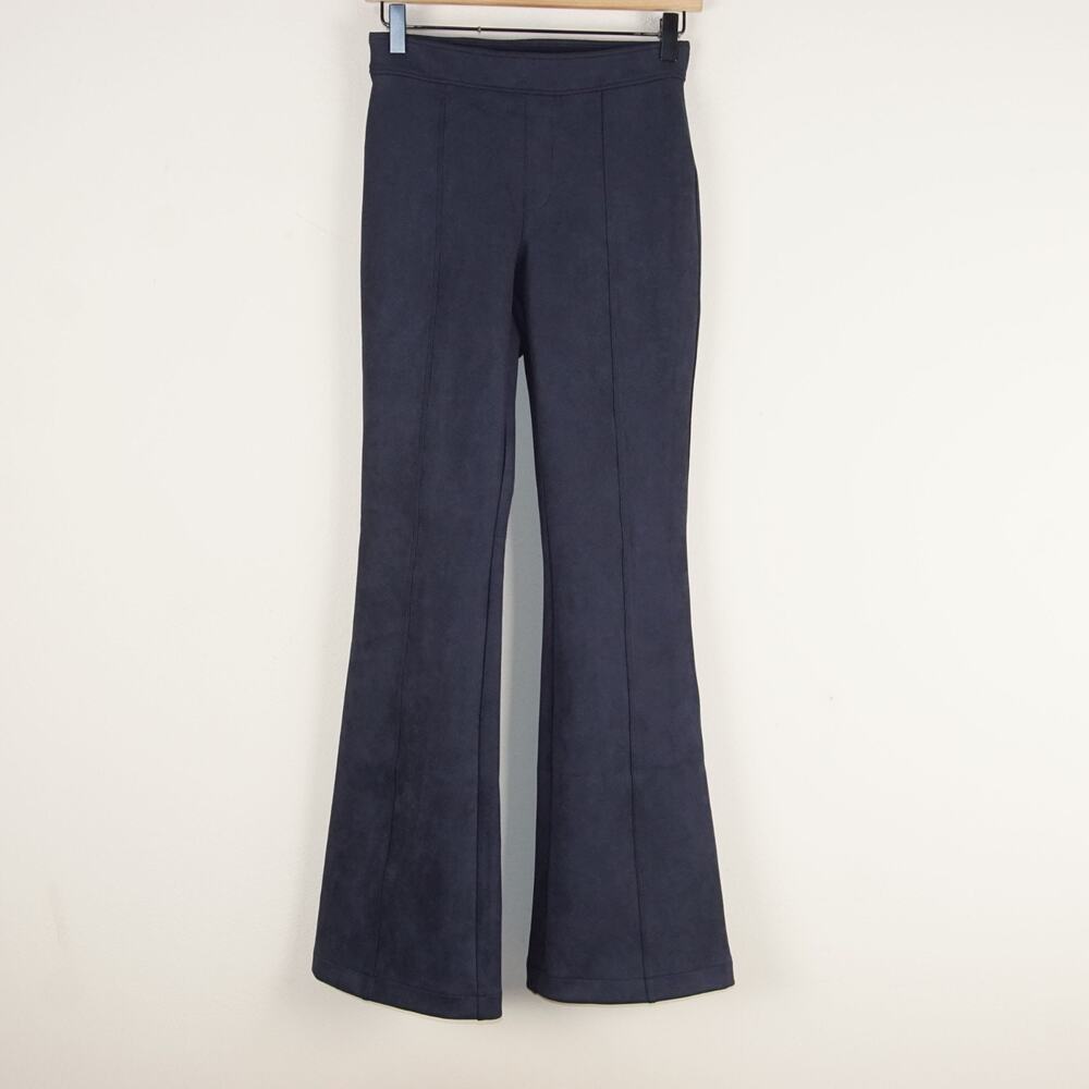 Spanx Faux Suede Blue Flare Leg Mid Rise Pants Womens Sz S